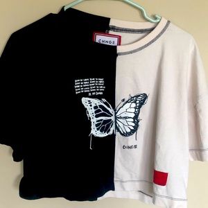 Black and white boxy crop top